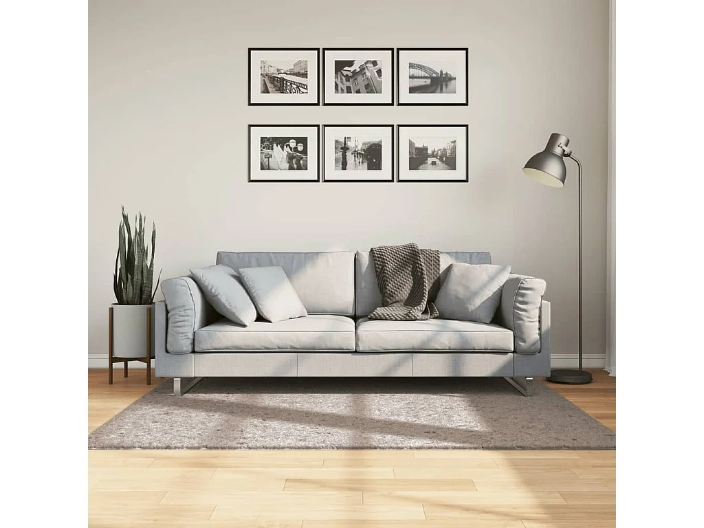 Tapis shaggy à poils longs moderne beige 120x170