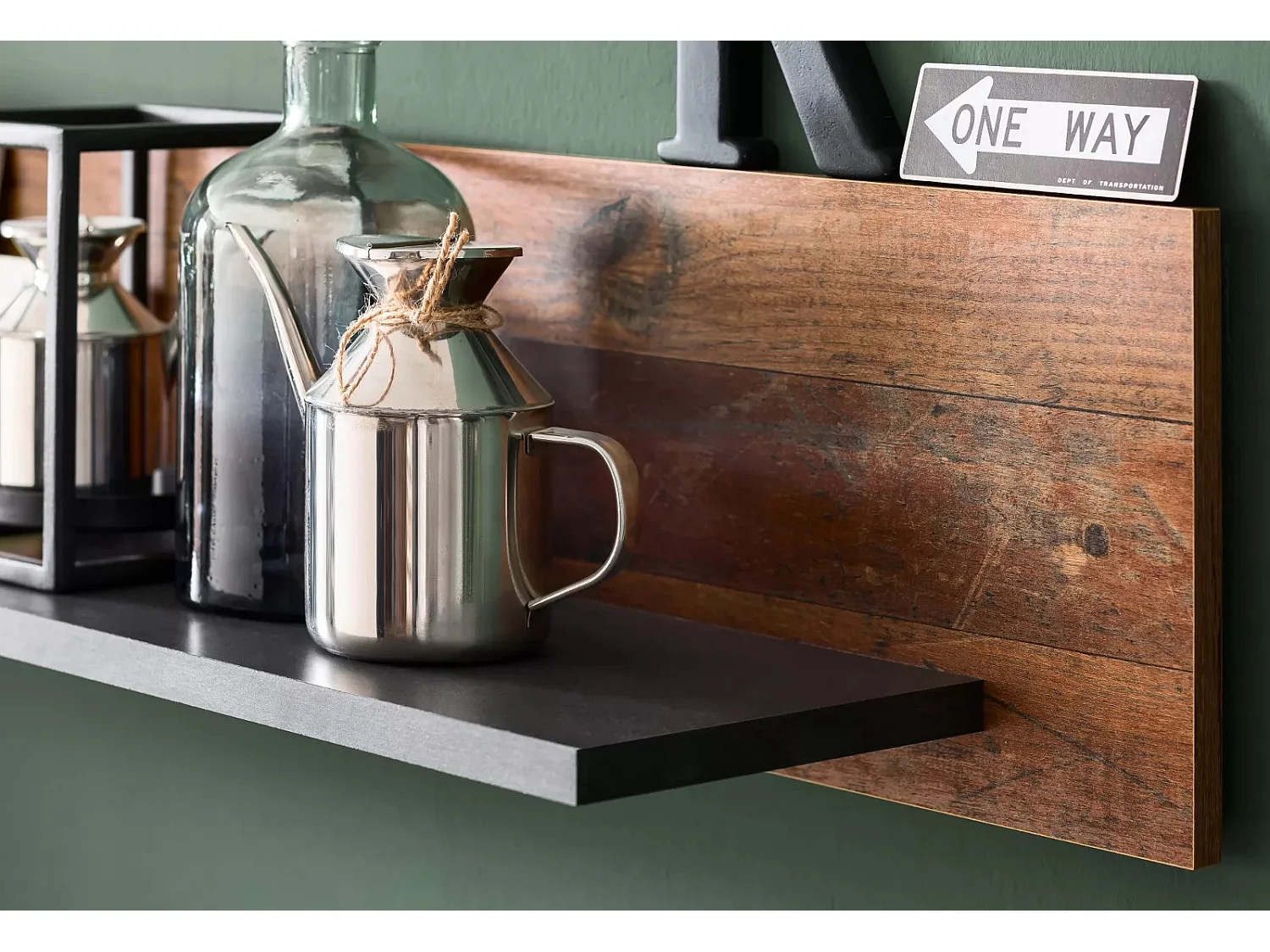 Ensemble meuble TV 2 pièces mélaminé chêne foncé et gris Orcel