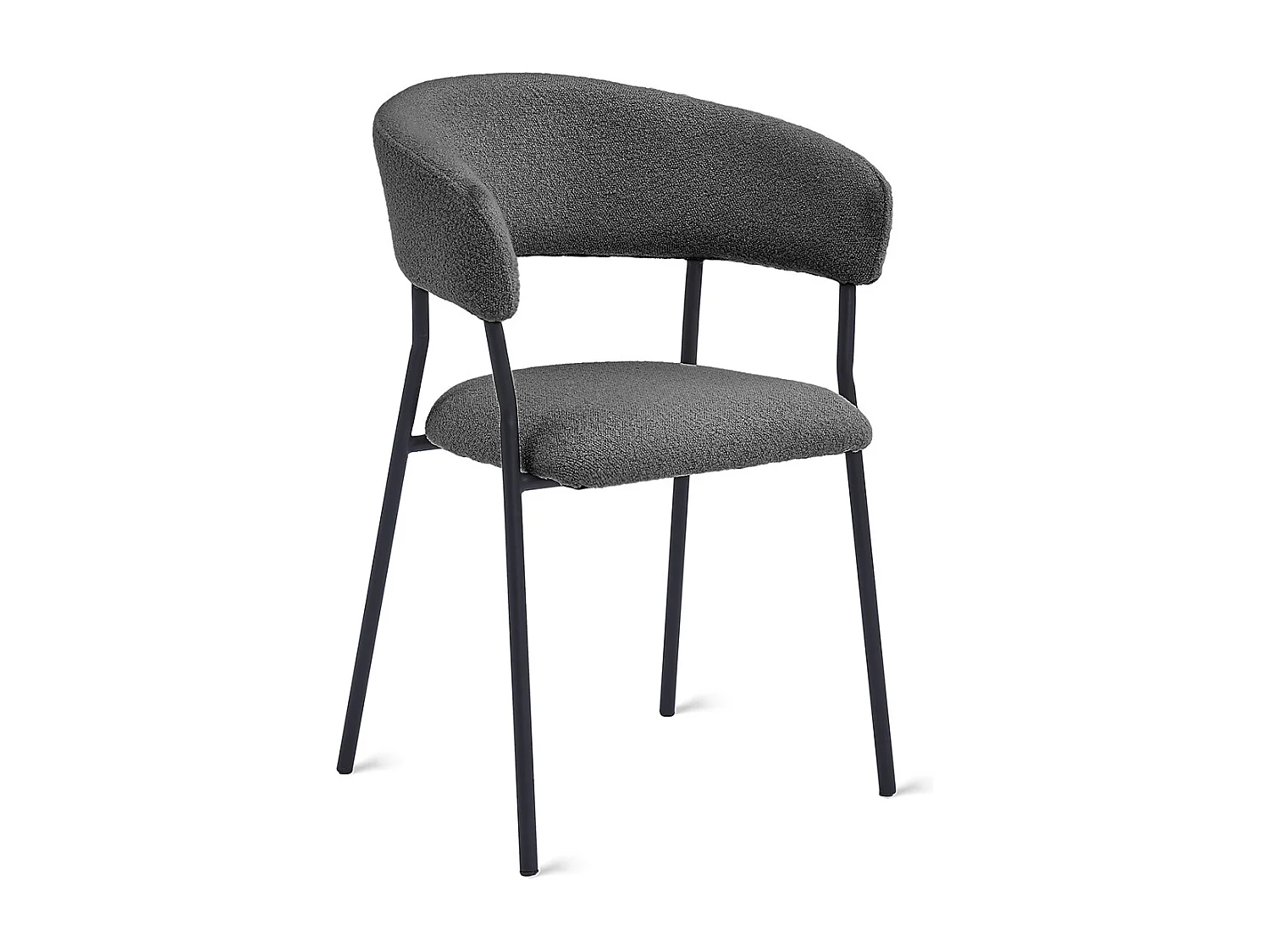 2x Eetkamerstoel Ava - Bouclé Antraciet (Set van 2)