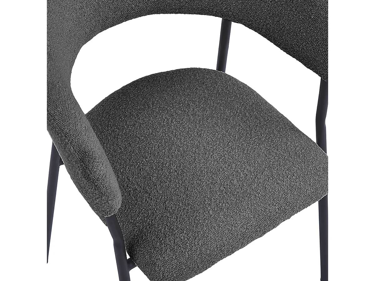 2x Eetkamerstoel Ava - Bouclé Antraciet (Set van 2)