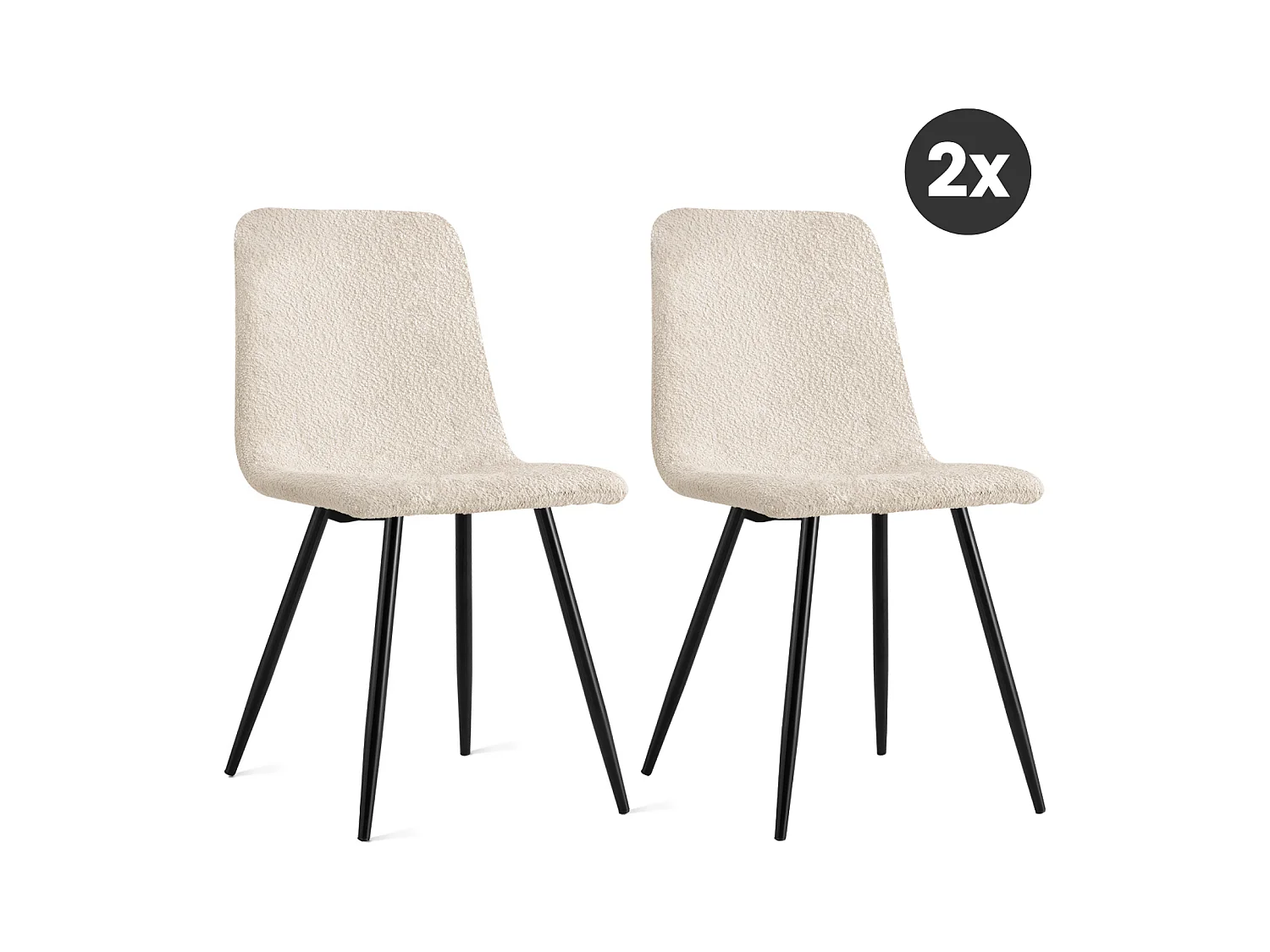 2x Eetkamerstoel Brasilia - Bouclé - Taupe