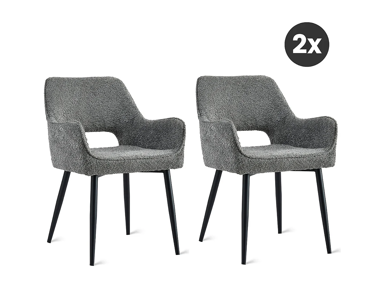 2x Eetkamerstoel Ray - Antraciet (Set van 2)