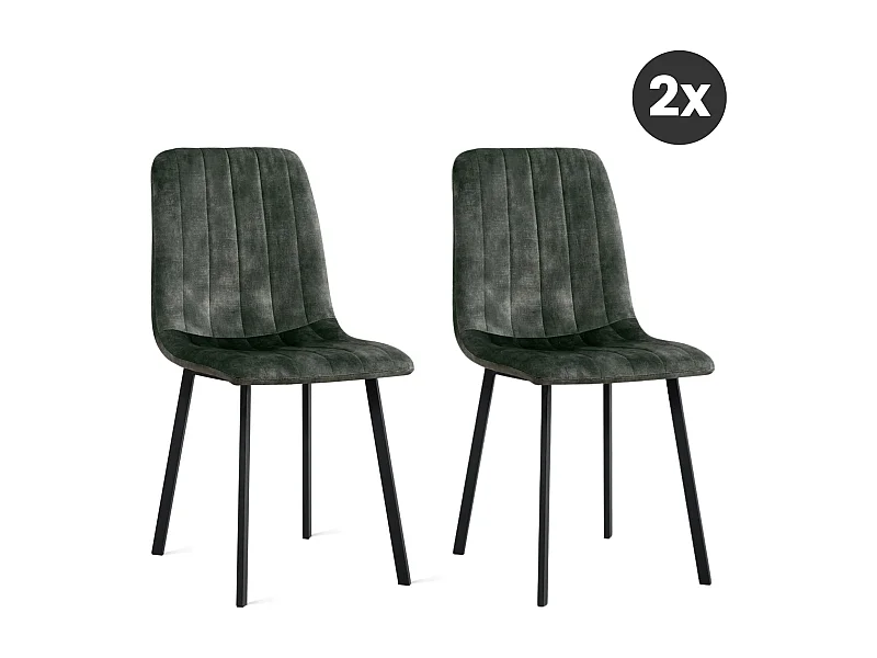 2x Eetkamerstoel Minsk - Fluweel - Groen