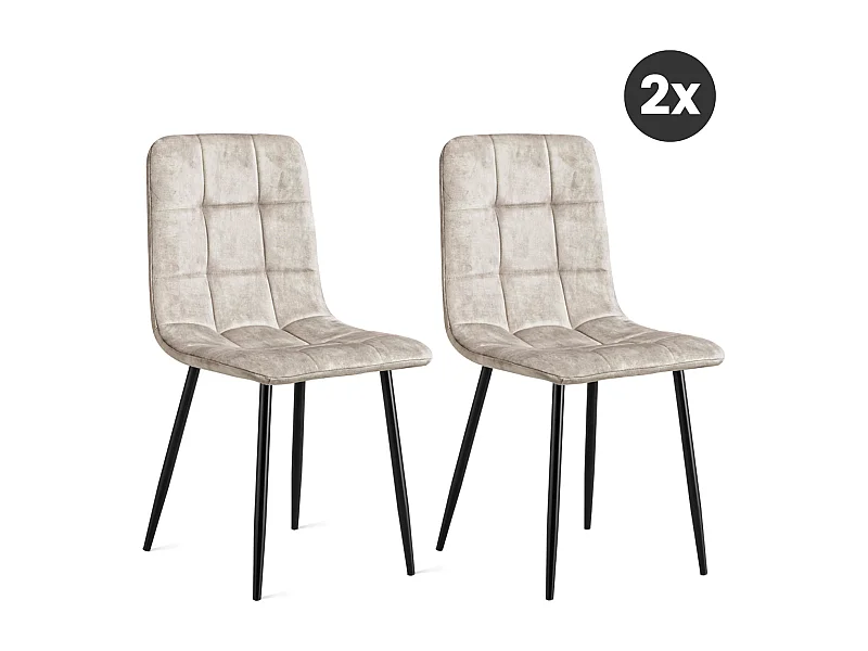 2x Eetkamerstoel Yerevan - Fluweel - Taupe