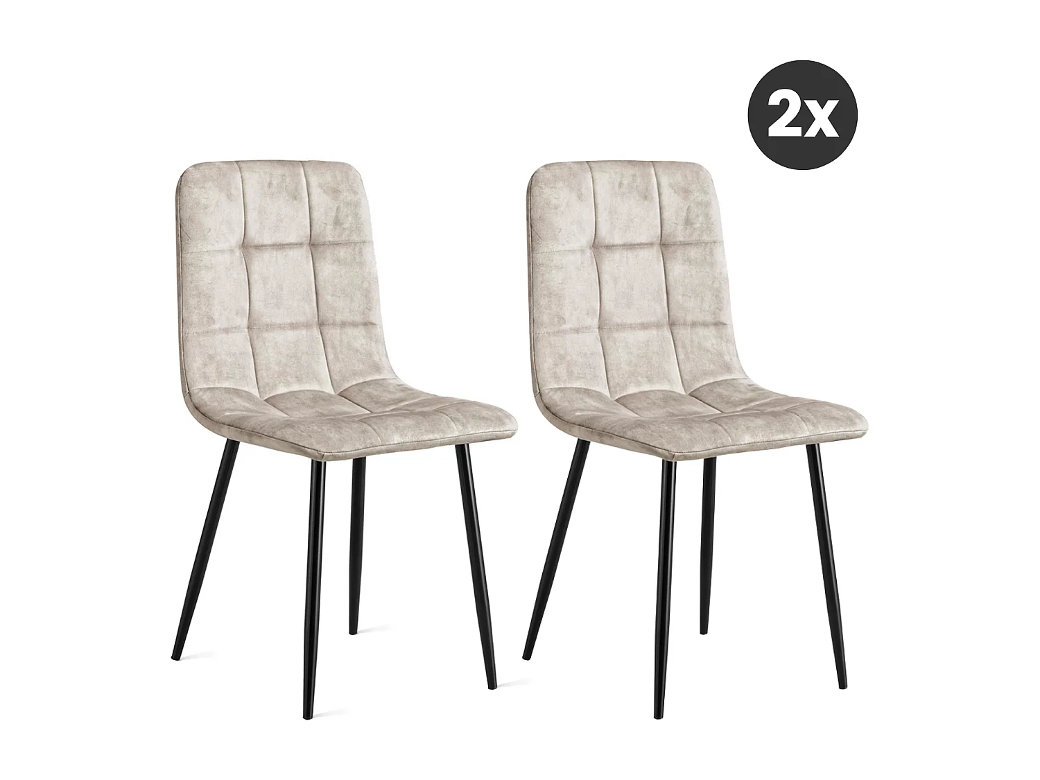 2x Eetkamerstoel Yerevan - Fluweel - Taupe