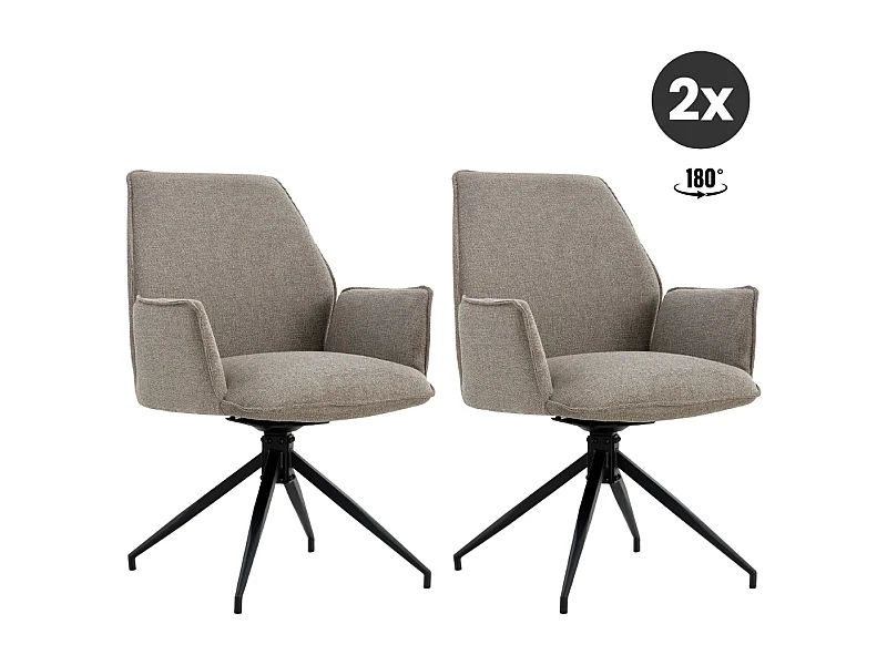 2x Collectables Jill Eetkamerstoel - Linnen Taupe (Set van 2)