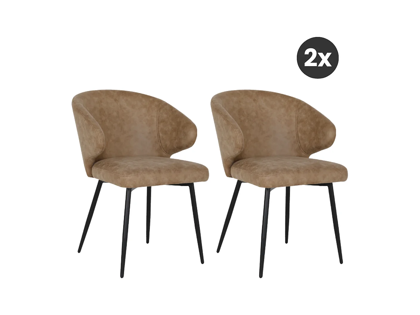 2x Eetkamerstoel Pete - Microleder Clay (Set van 2)