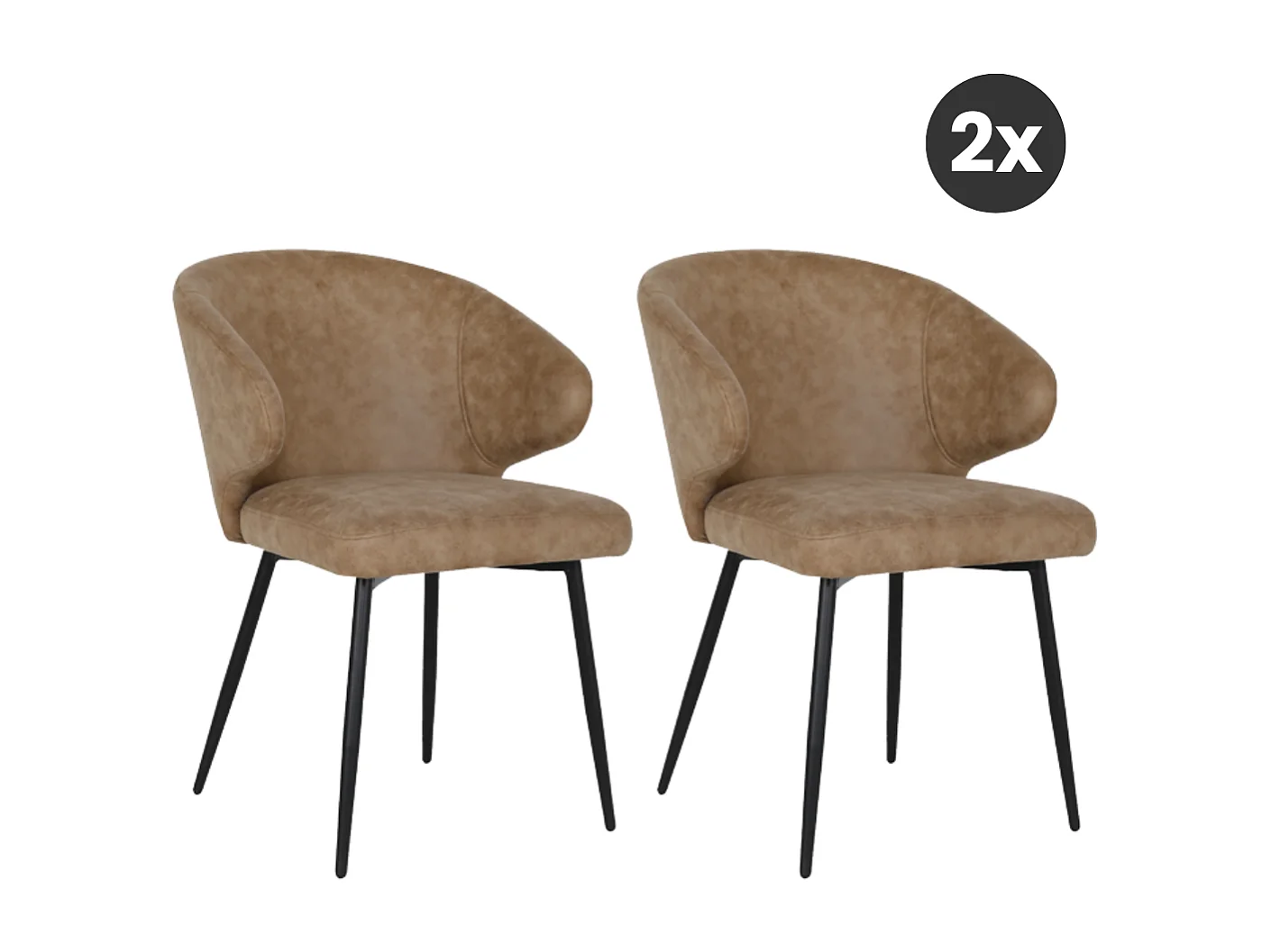 2x Eetkamerstoel Pete - Microleder Clay (Set van 2)