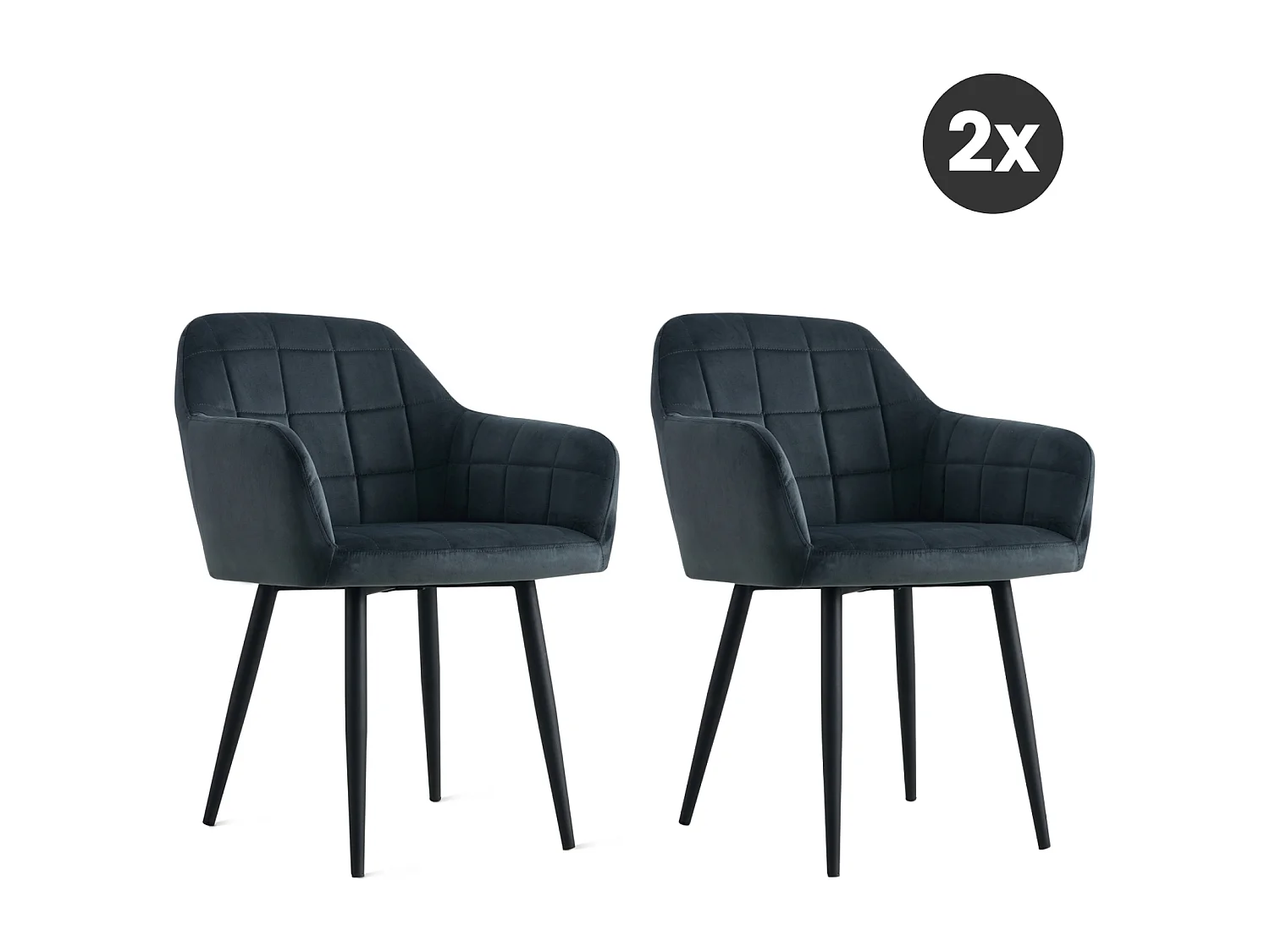 2x Eetkamerstoel Praia - Fluweel - Zwart