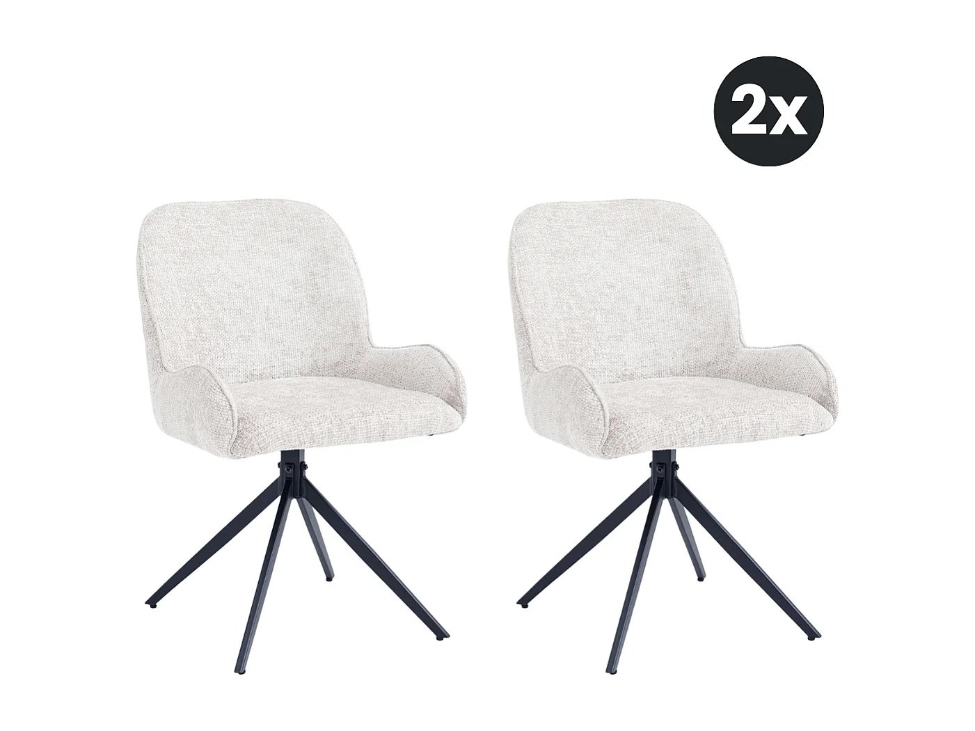 2x Eetkamerstoel Lily - Ivoor (Set van 2)