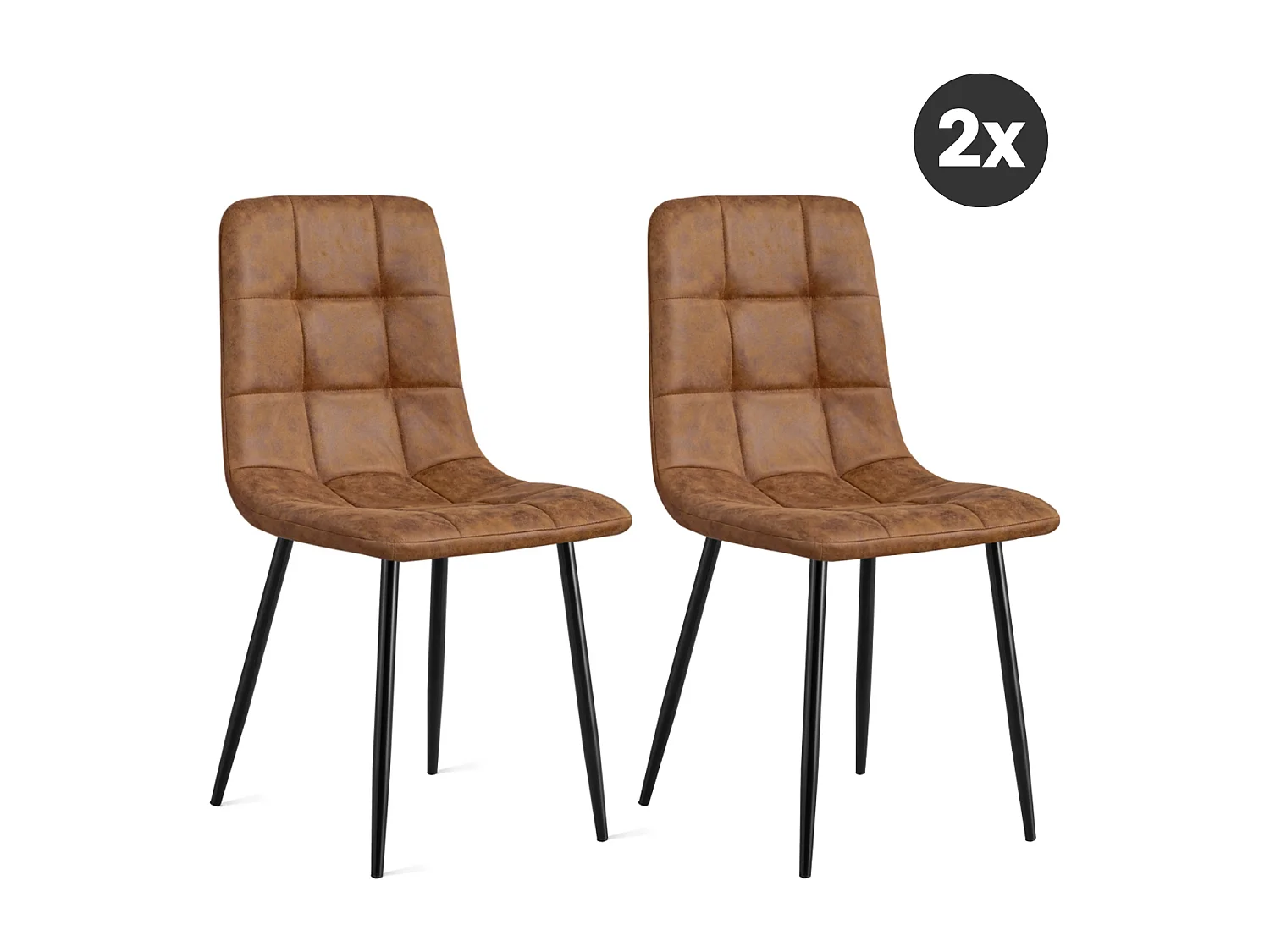 2x Eetkamerstoel Yerevan - Microleder - Cognac