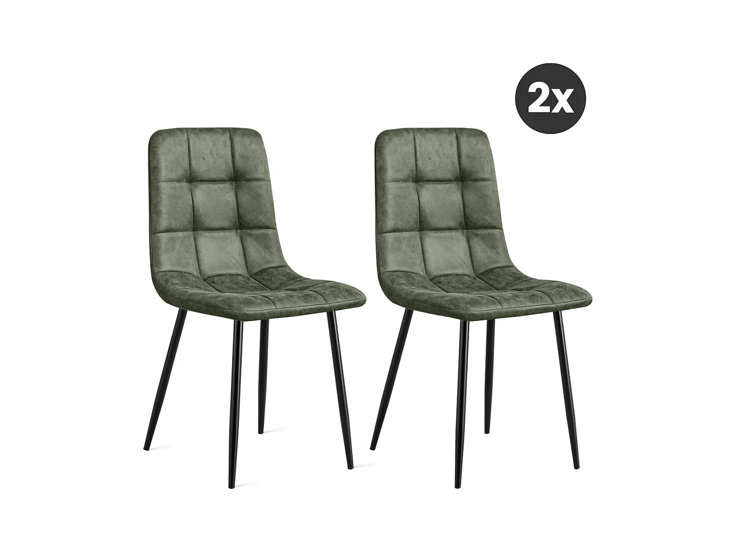 2x Eetkamerstoel Yerevan - Microleder - Groen