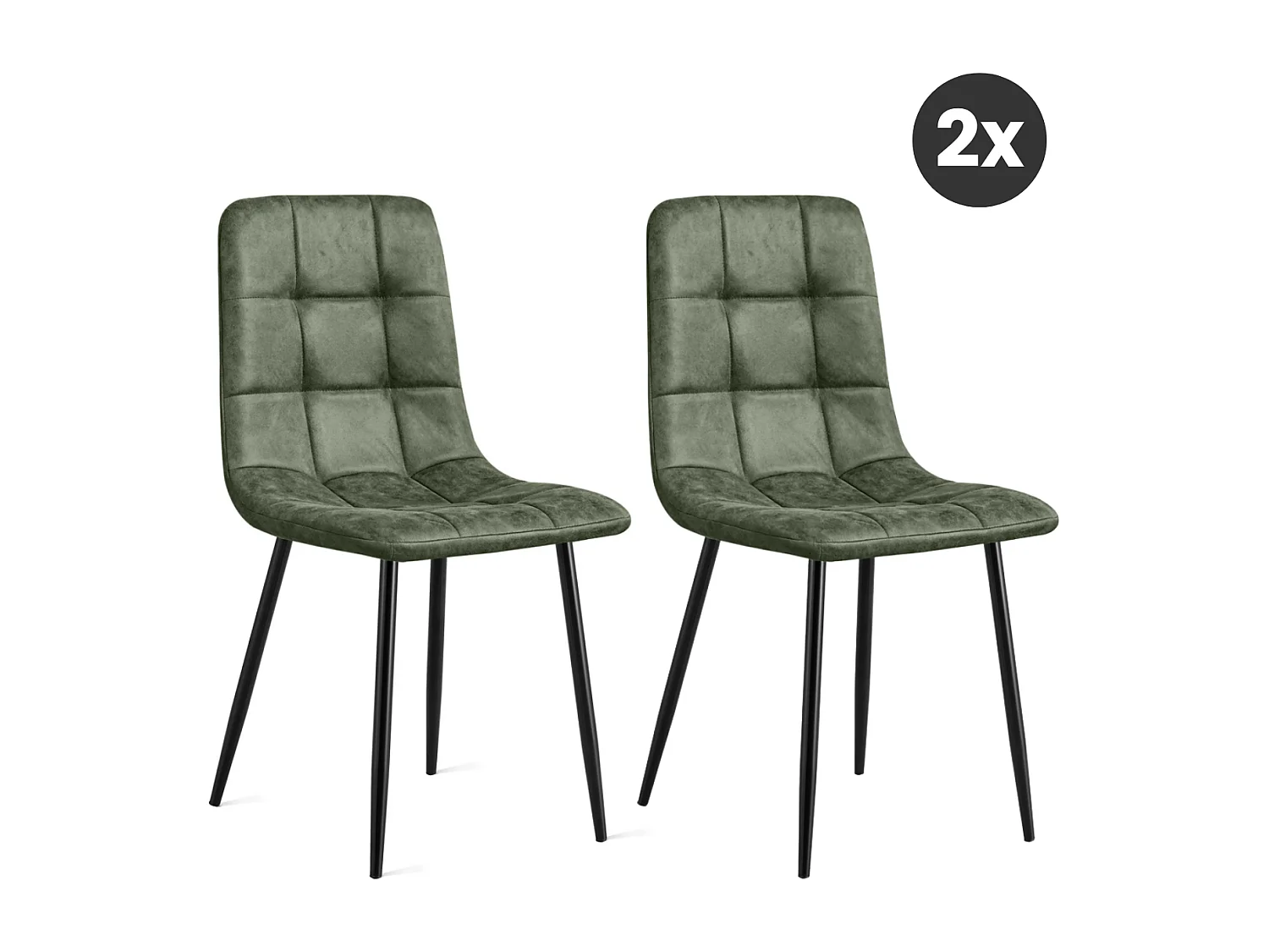 2x Eetkamerstoel Yerevan - Microleder - Groen