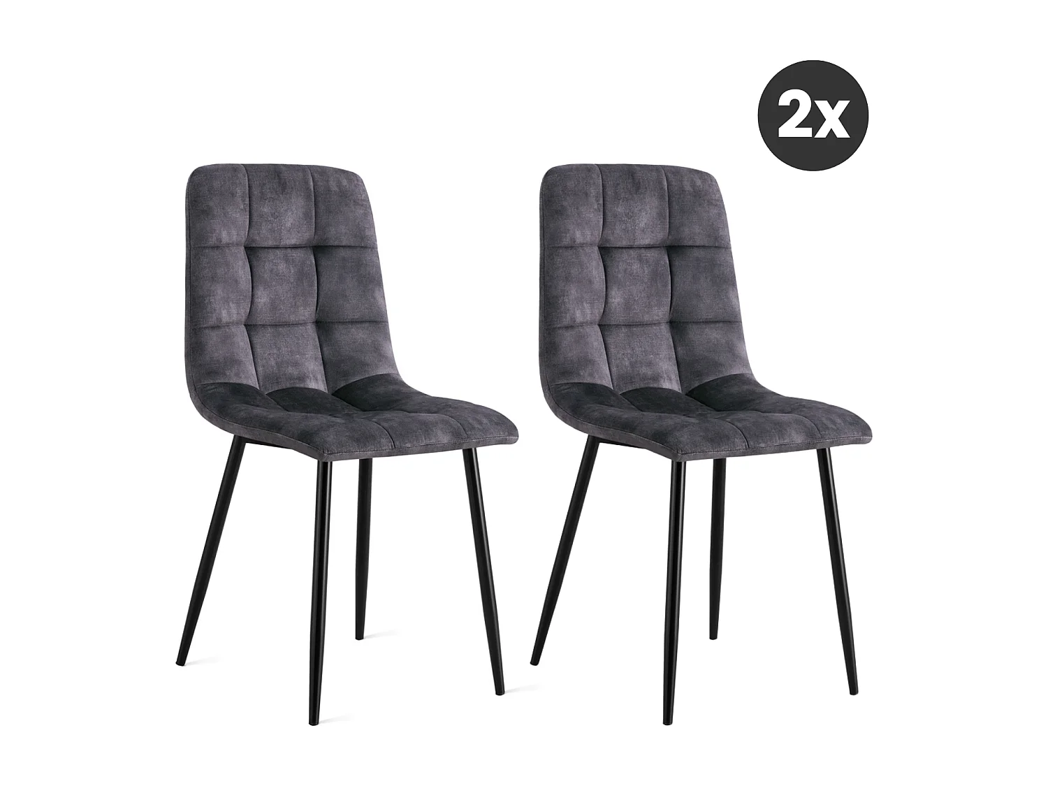 2x Eetkamerstoel Yerevan - Fluweel - Antraciet