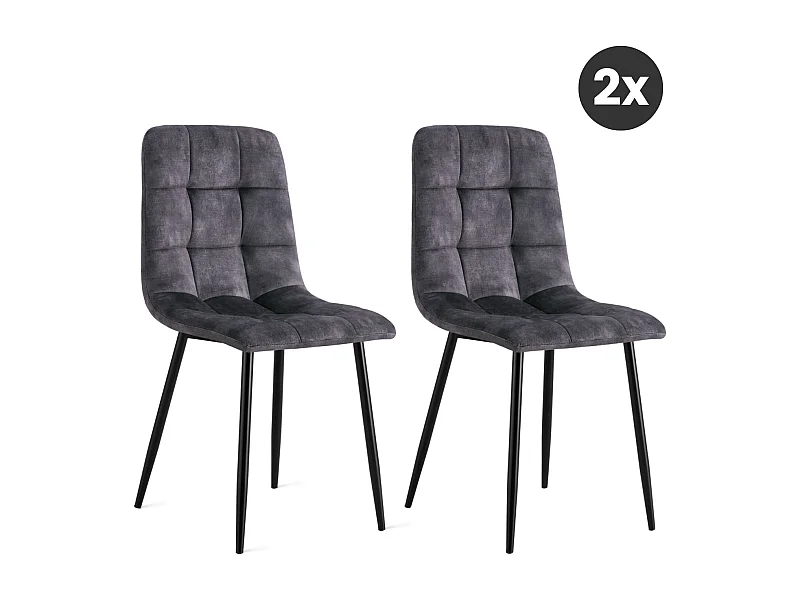 2x Eetkamerstoel Yerevan - Fluweel - Antraciet