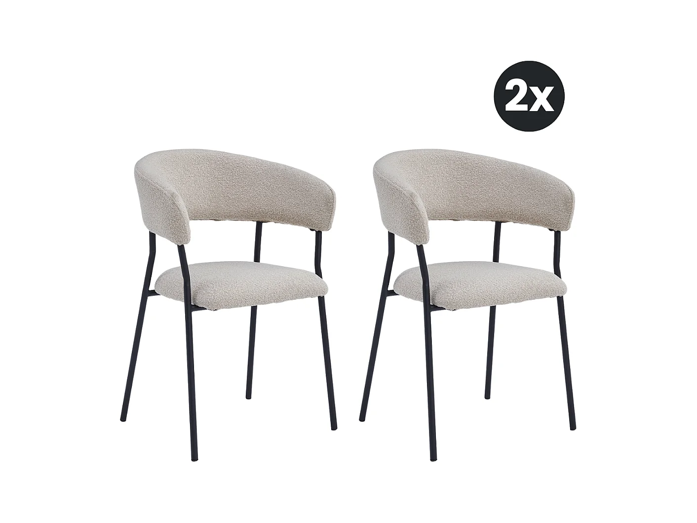 2x Eetkamerstoel Ava - Bouclé Taupe (Set van 2)