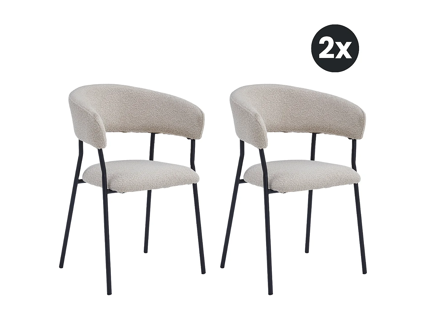 2x Eetkamerstoel Ava - Bouclé Taupe (Set van 2)