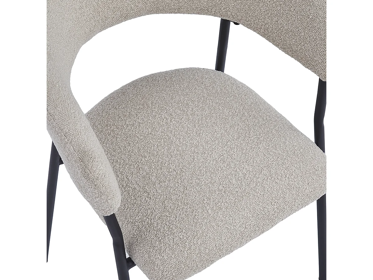 2x Eetkamerstoel Ava - Bouclé Taupe (Set van 2)