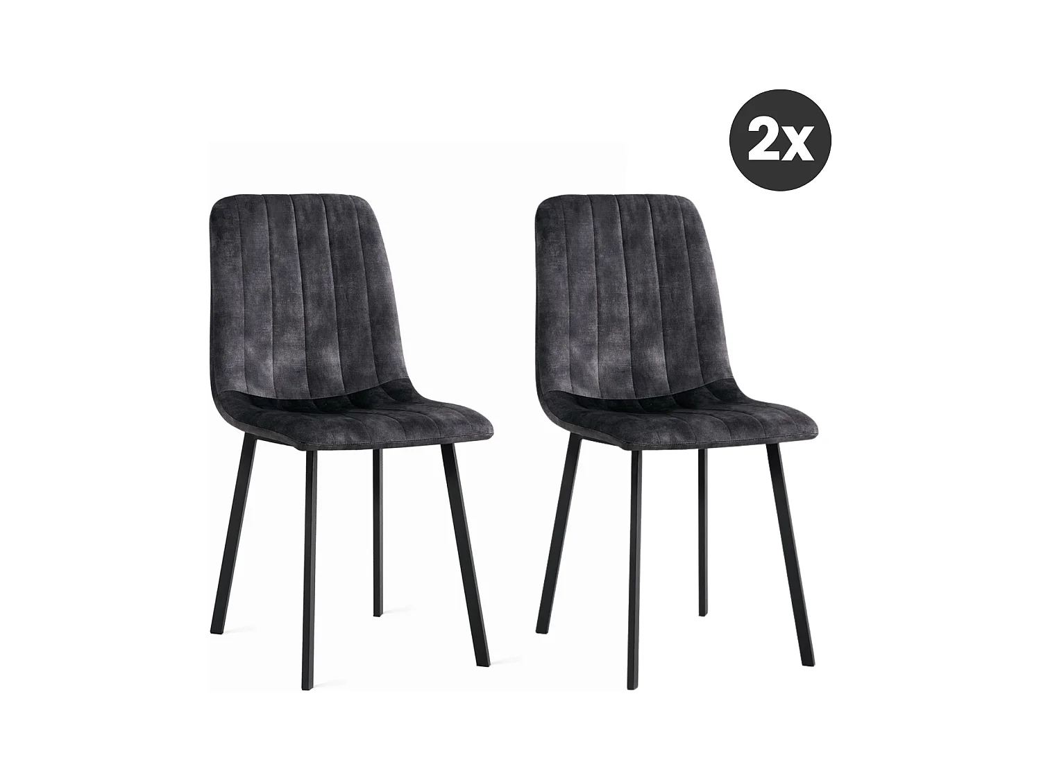 2x Eetkamerstoel Minsk - Fluweel - Antraciet