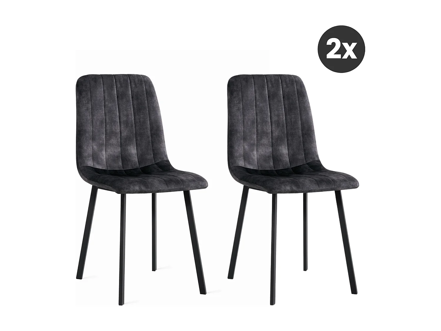 2x Eetkamerstoel Minsk - Fluweel - Antraciet