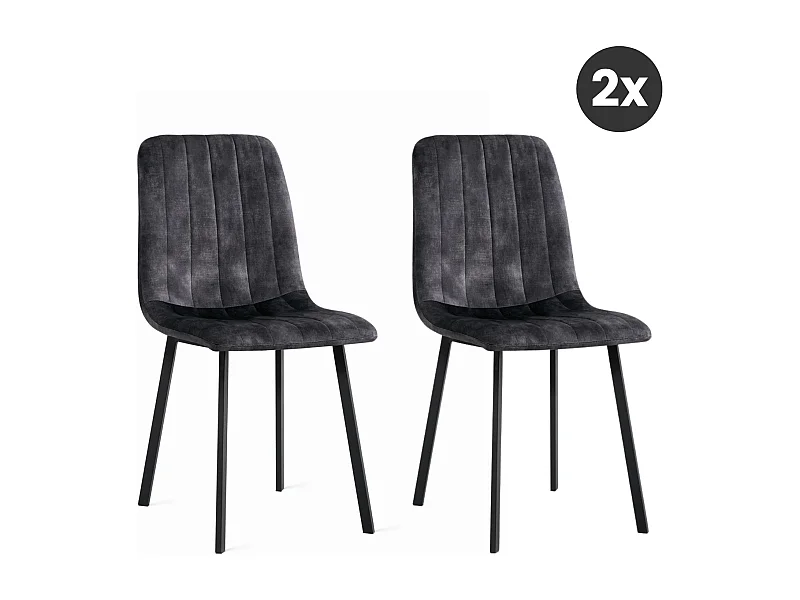 2x Eetkamerstoel Minsk - Fluweel - Antraciet