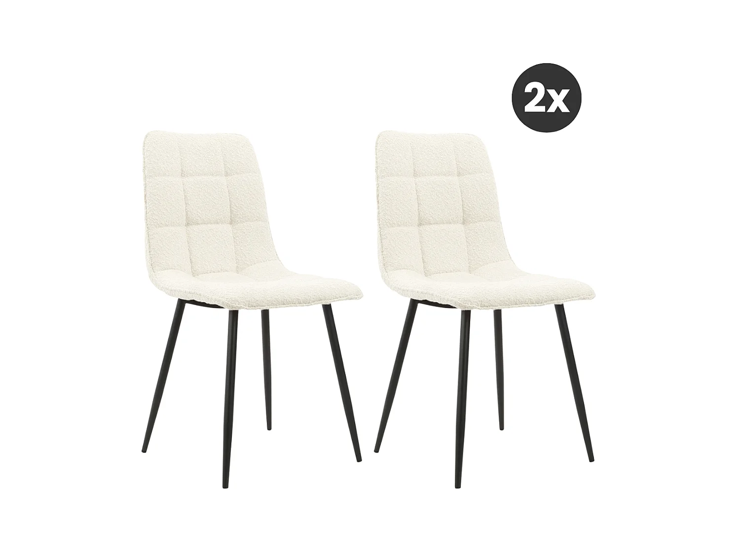 2x Eetkamerstoel Yerevan - Bouclé- Ivoor