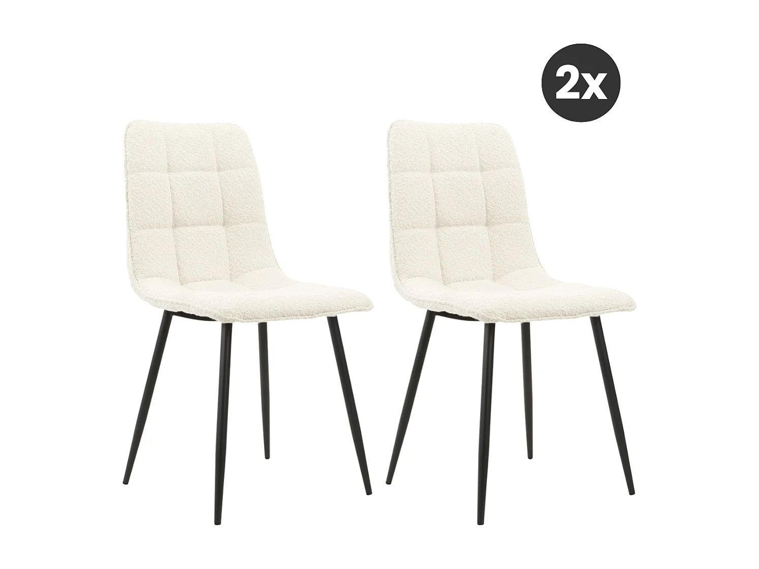 2x Eetkamerstoel Yerevan - Bouclé- Ivoor