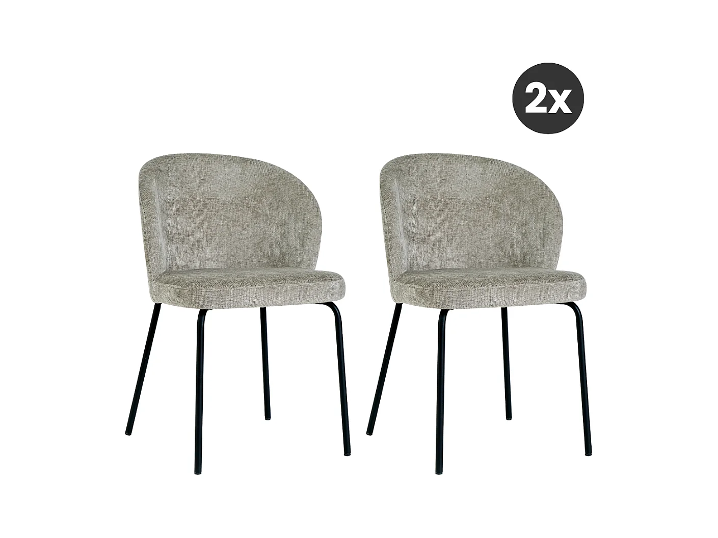 2x Eetkamerstoel Lio - Naturel Taupe