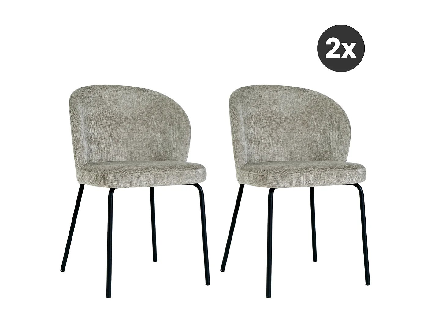 2x Eetkamerstoel Lio - Naturel Taupe