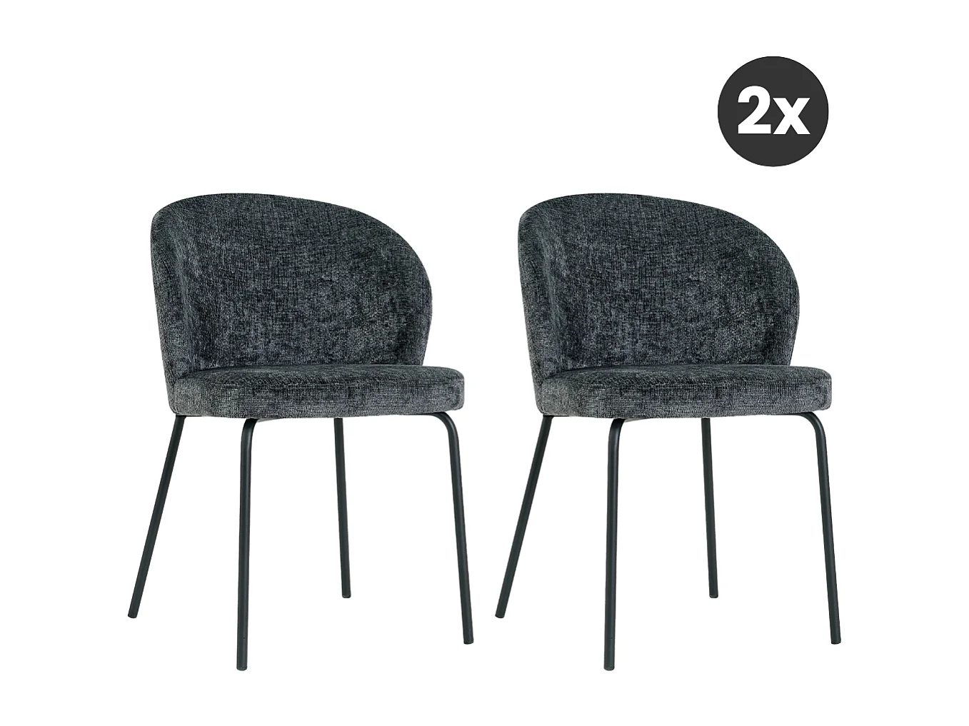 2x Eetkamerstoel Lio - Antraciet