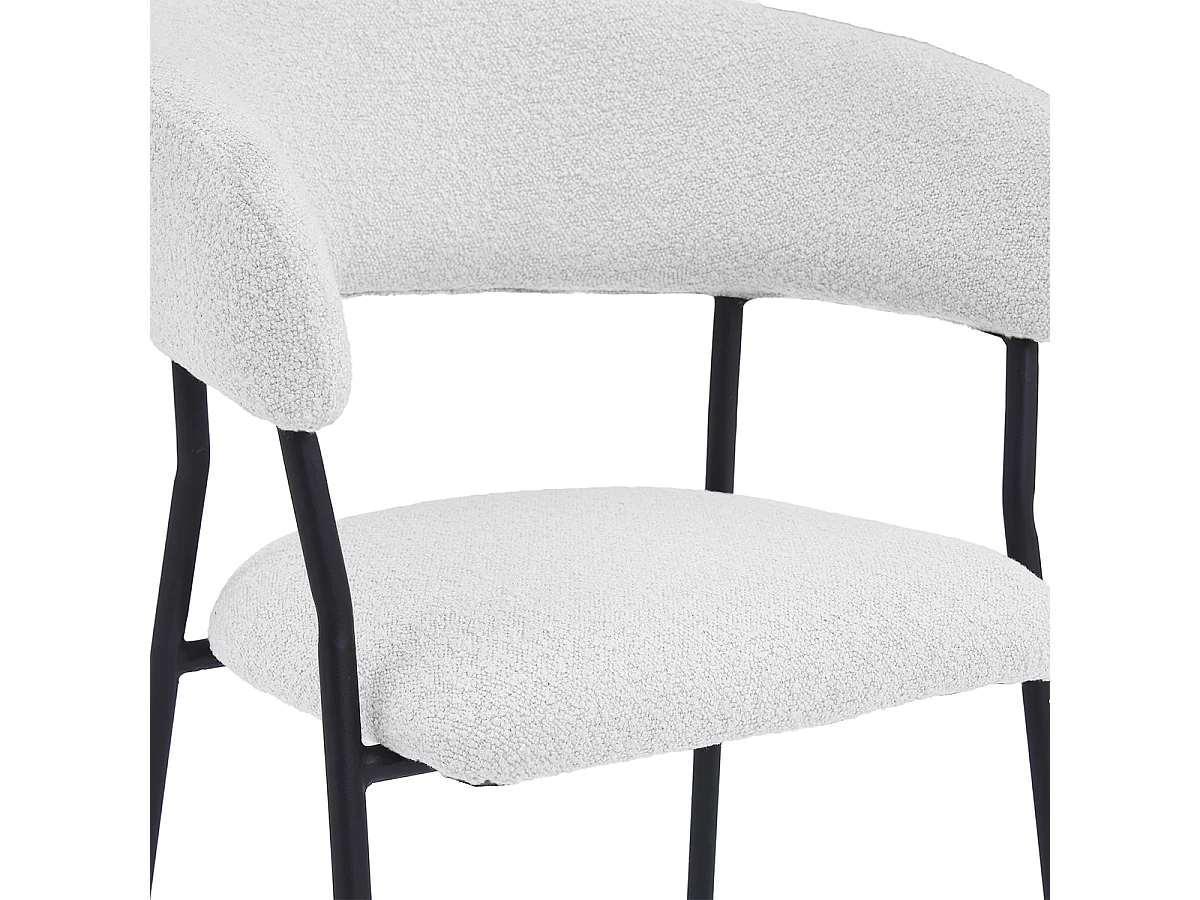 2x Eetkamerstoel Ava - Bouclé Ivoor (Set van 2)