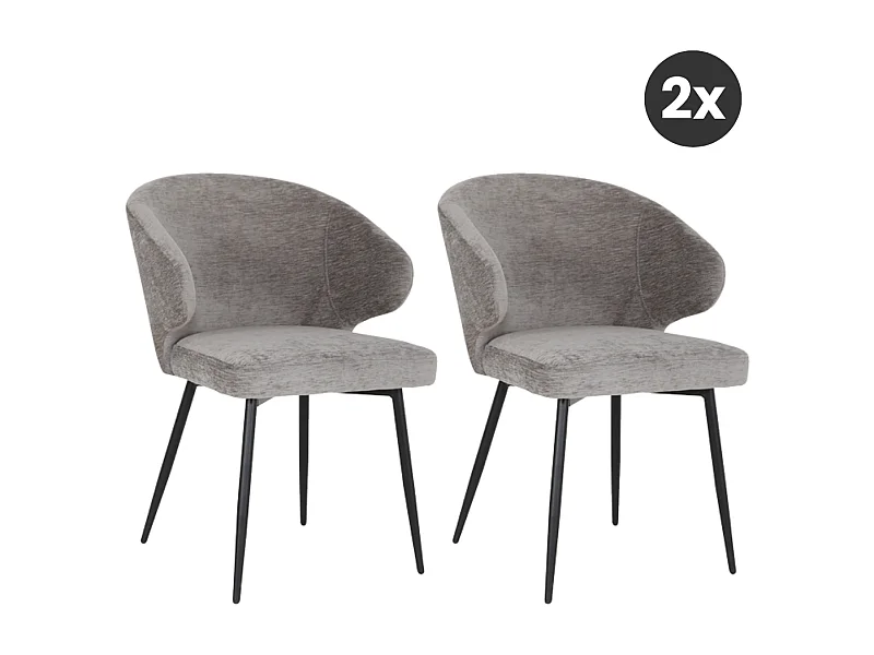 2x Eetkamerstoel Pete - Stof Antraciet (Set van 2)
