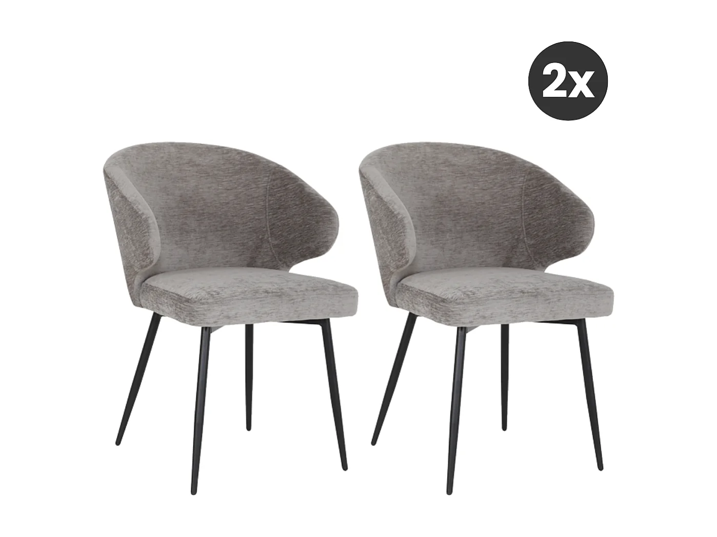 2x Eetkamerstoel Pete - Stof Antraciet (Set van 2)