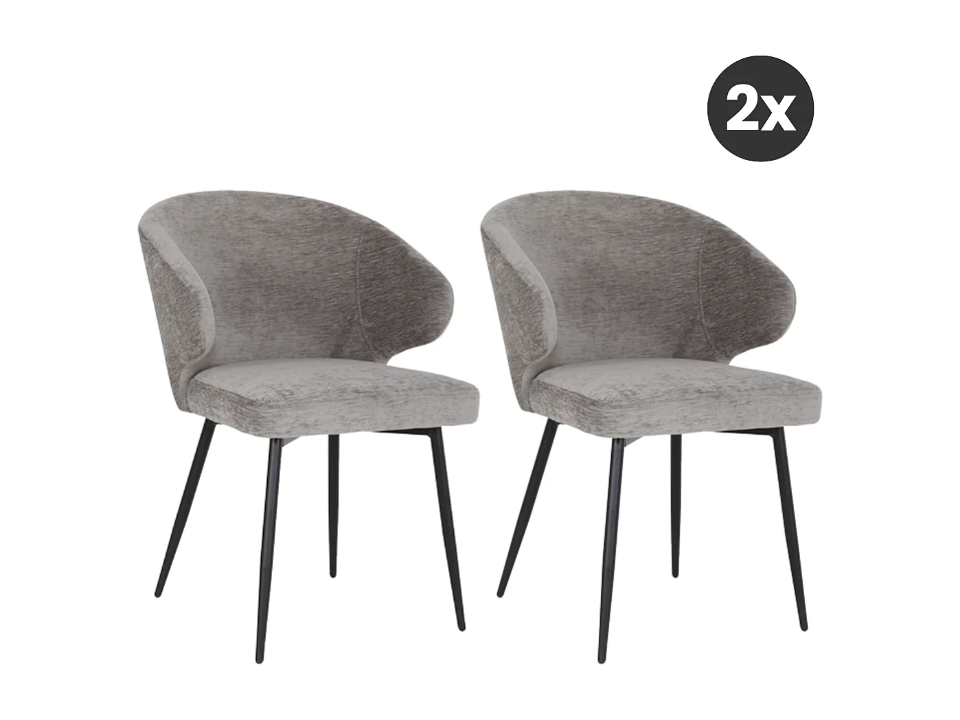 2x Eetkamerstoel Pete - Stof Antraciet (Set van 2)