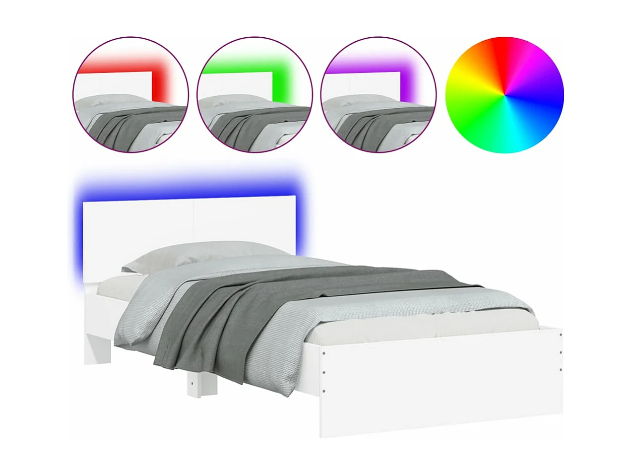 Lit avec tête de lit et lumières LED blanc 100x200