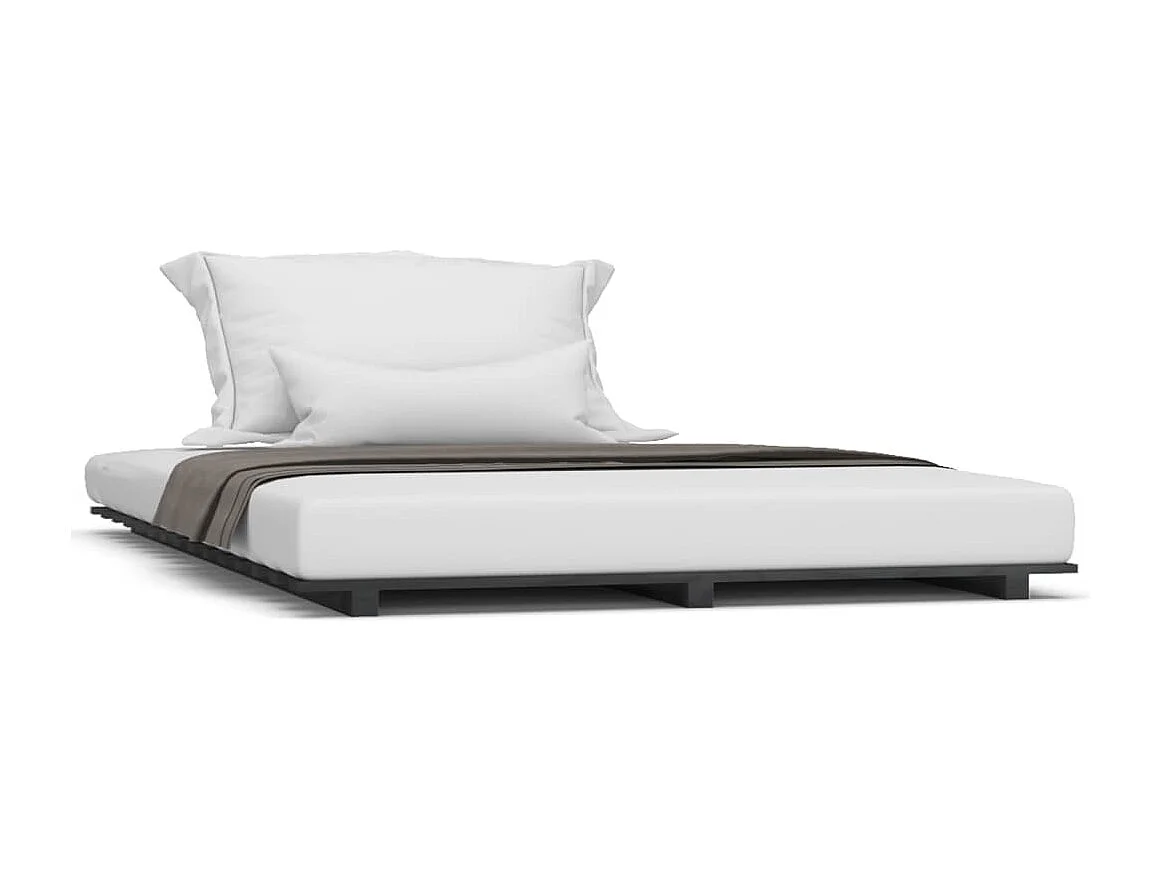 Cadre de lit Noir 135x190 Bois de pin massif