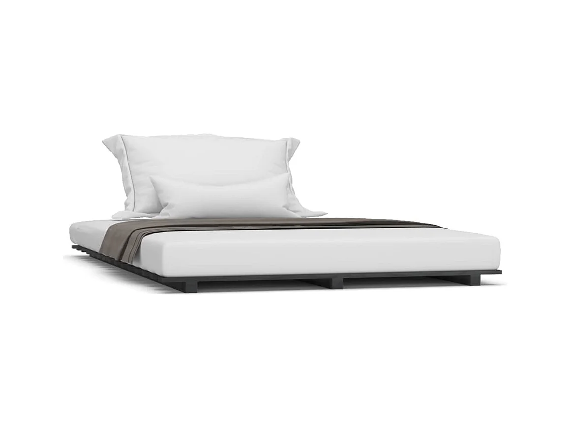 Cadre de lit Noir 135x190 Bois de pin massif