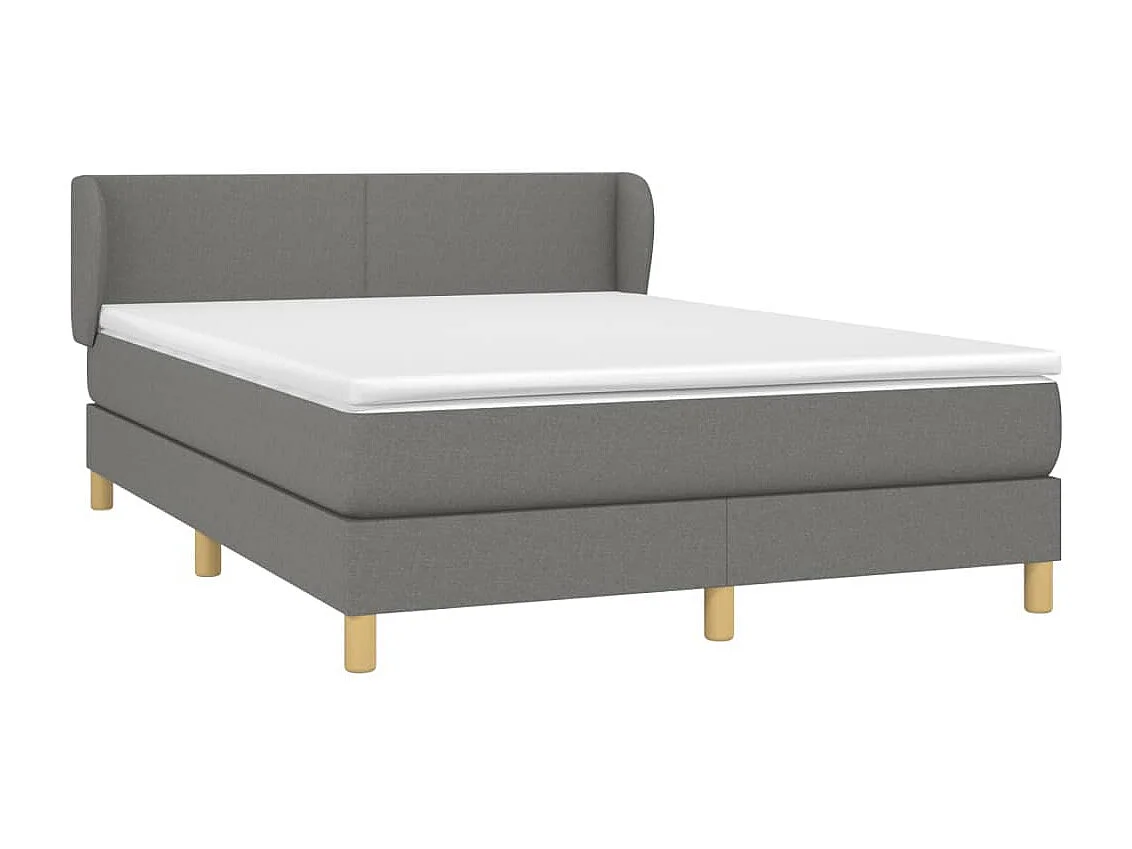 Sommier à lattes de lit avec matelas Gris foncé 140x190 Tissu