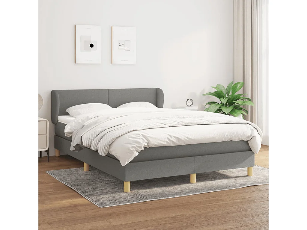 Sommier à lattes de lit avec matelas Gris foncé 140x190 Tissu