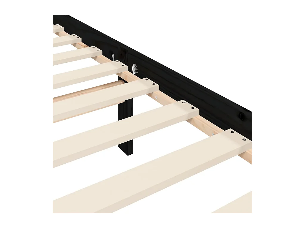 Bedframe met hoofdeinde massief hout zwart 90x190 cm