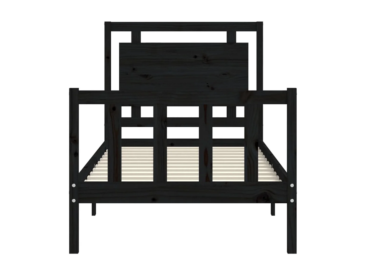 Cadre de lit avec tête de lit noir 90x190 bois massif