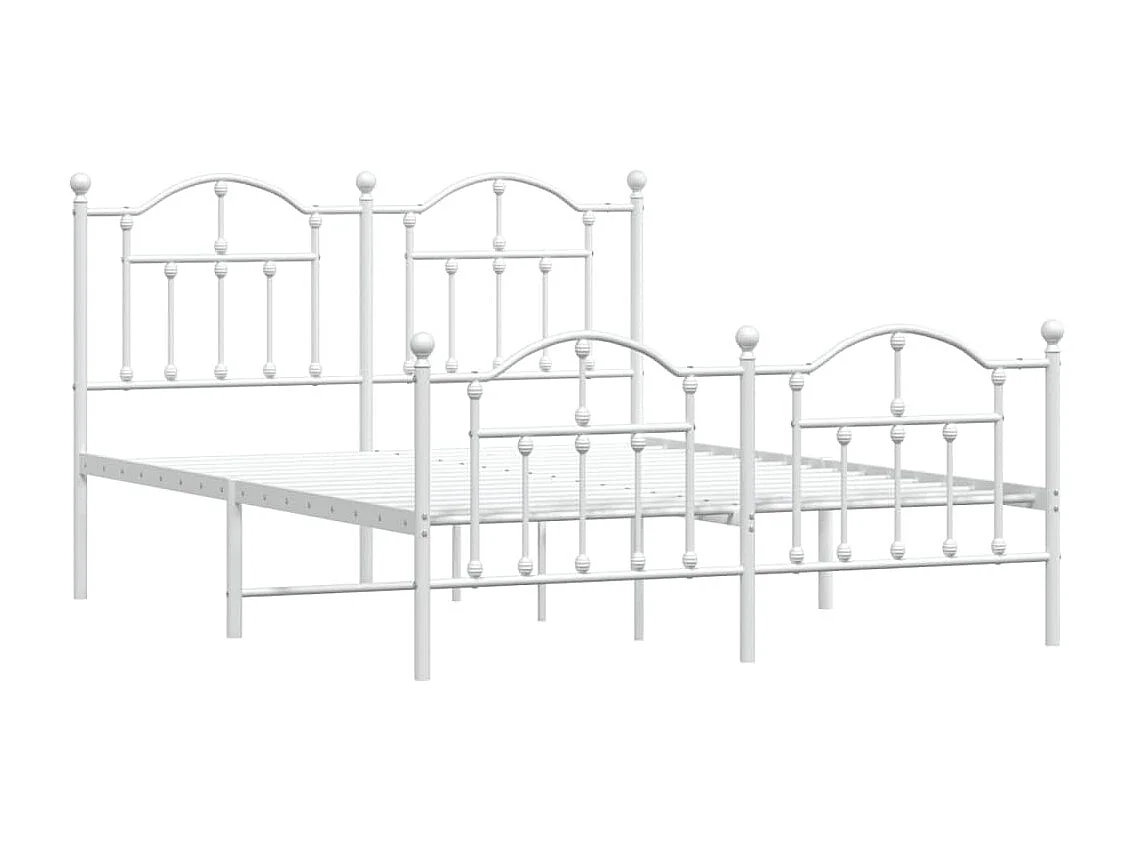 Cadre de lit métal avec tête de lit-pied de lit blanc 140x200