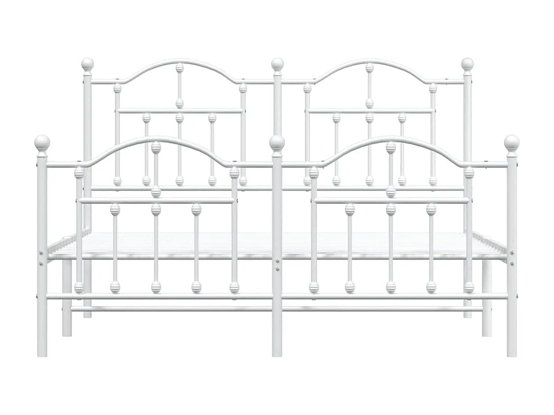 Cadre de lit métal avec tête de lit-pied de lit blanc 140x200