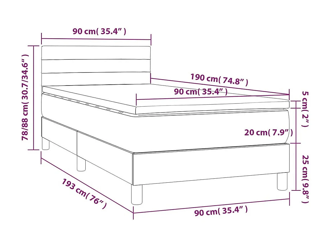 Sommier à lattes de lit avec matelas Taupe 90x190 Tissu