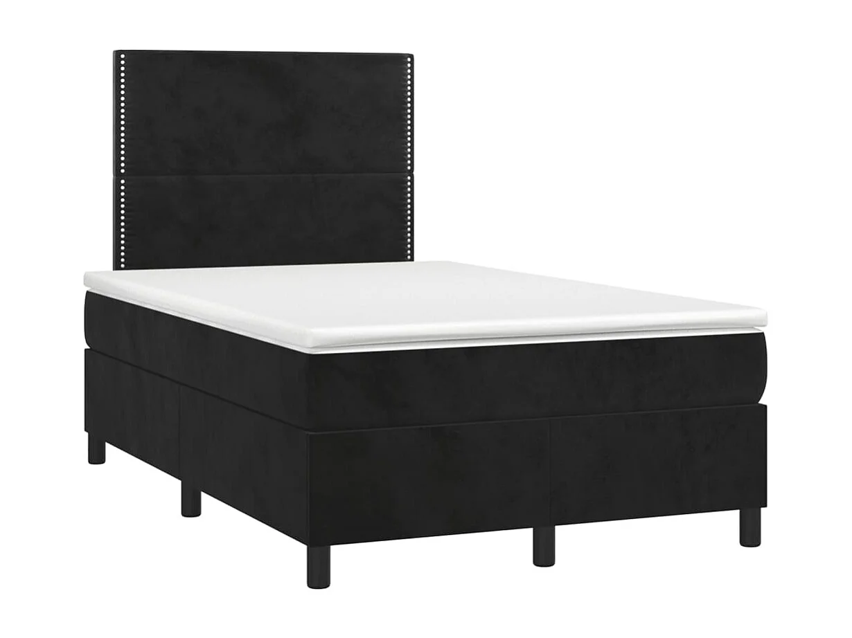 Sommier à lattes de lit et matelas LED noir 120x190 velours