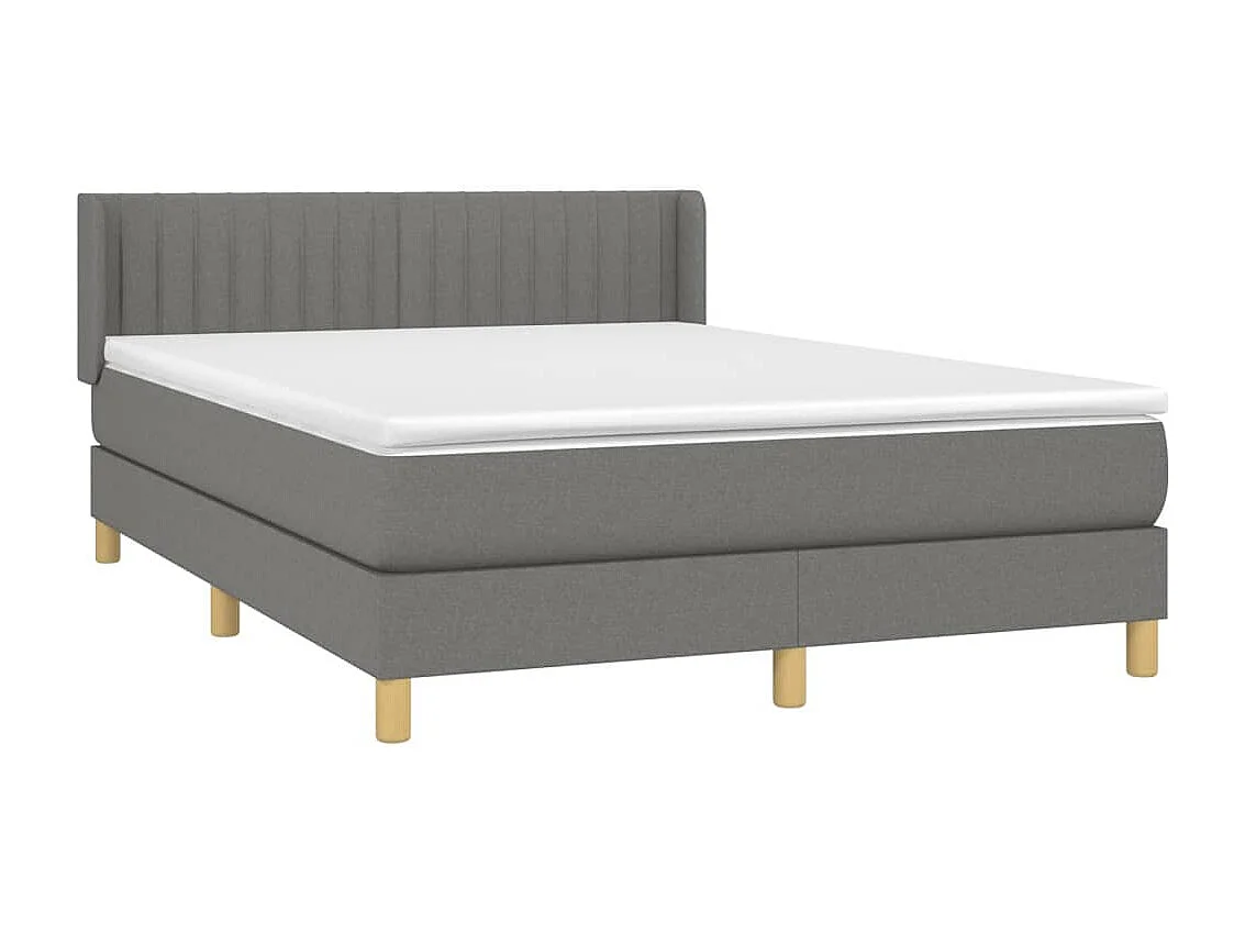 Sommier à lattes de lit avec matelas Gris foncé 140x190 Tissu
