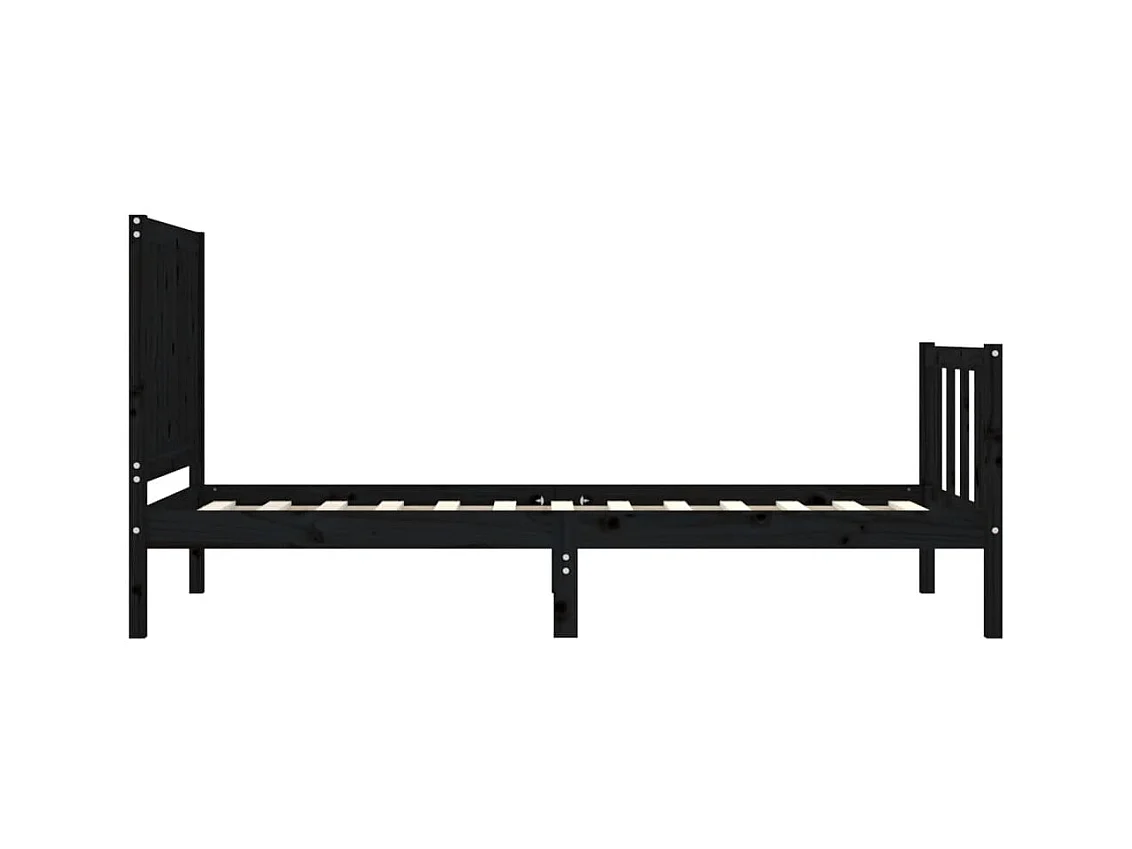 Cadre de lit avec tête de lit noir simple bois massif