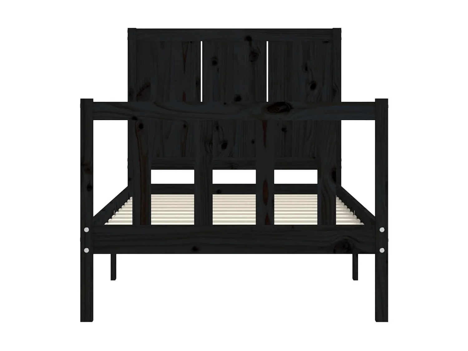 Cadre de lit avec tête de lit noir simple bois massif