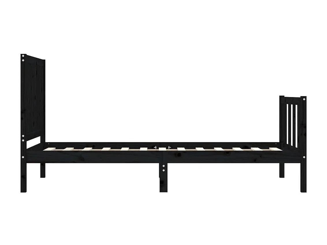 Cadre de lit avec tête de lit noir simple bois massif