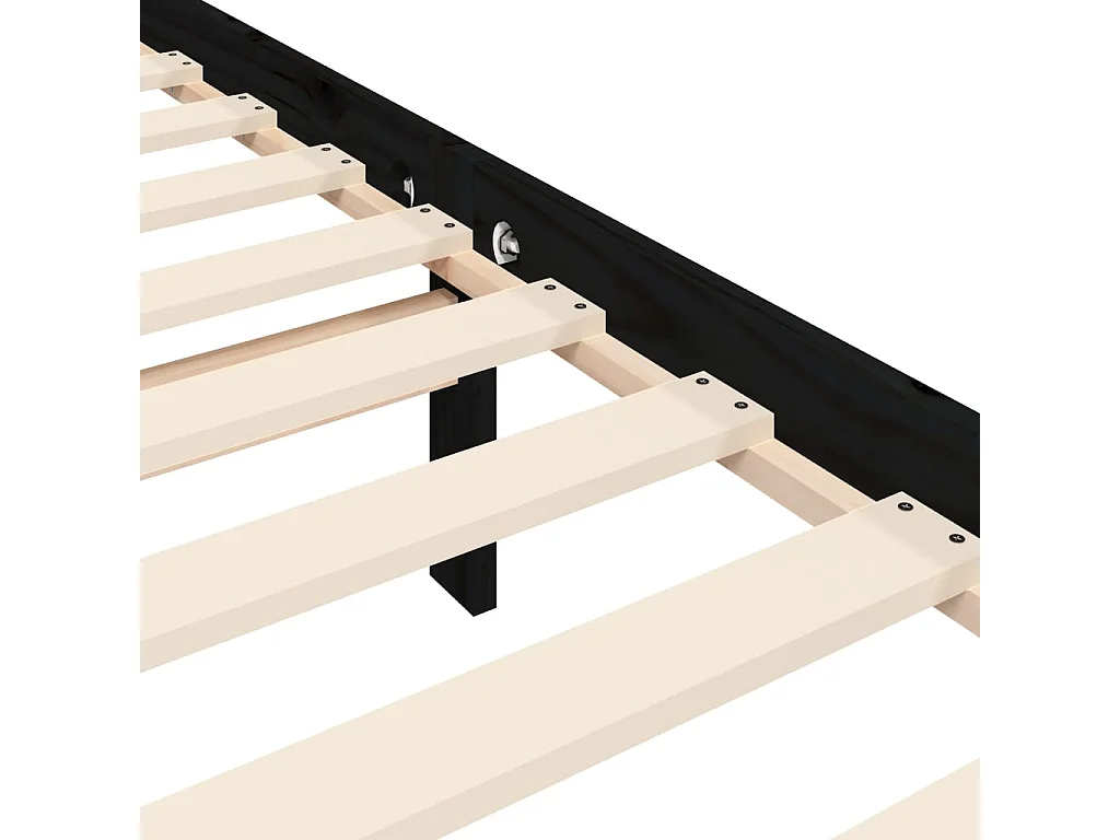 Cadre de lit avec tête de lit noir simple bois massif